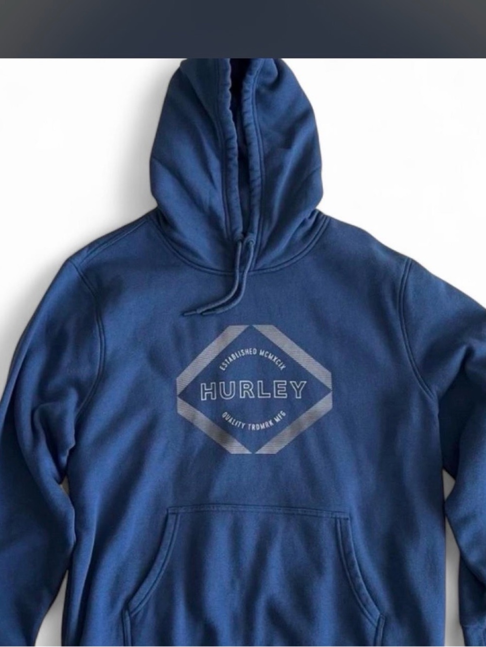 Hurley Men's Blue Pullover Hoodie with Geometric Logo